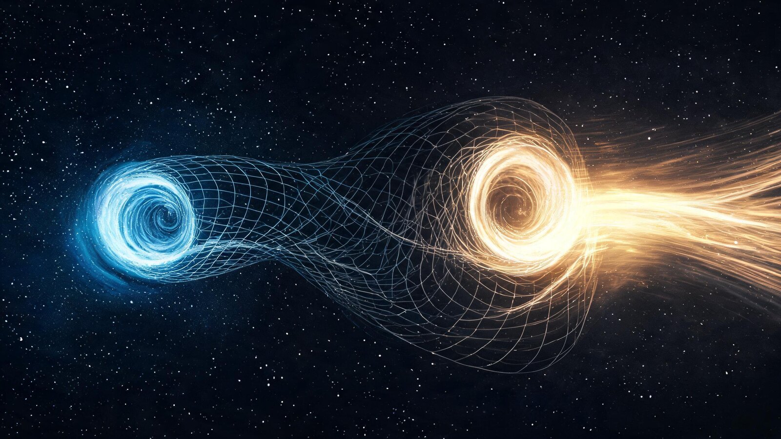 A hypothetical time offset between the two mouths of a wormhole (conceptual illustration)