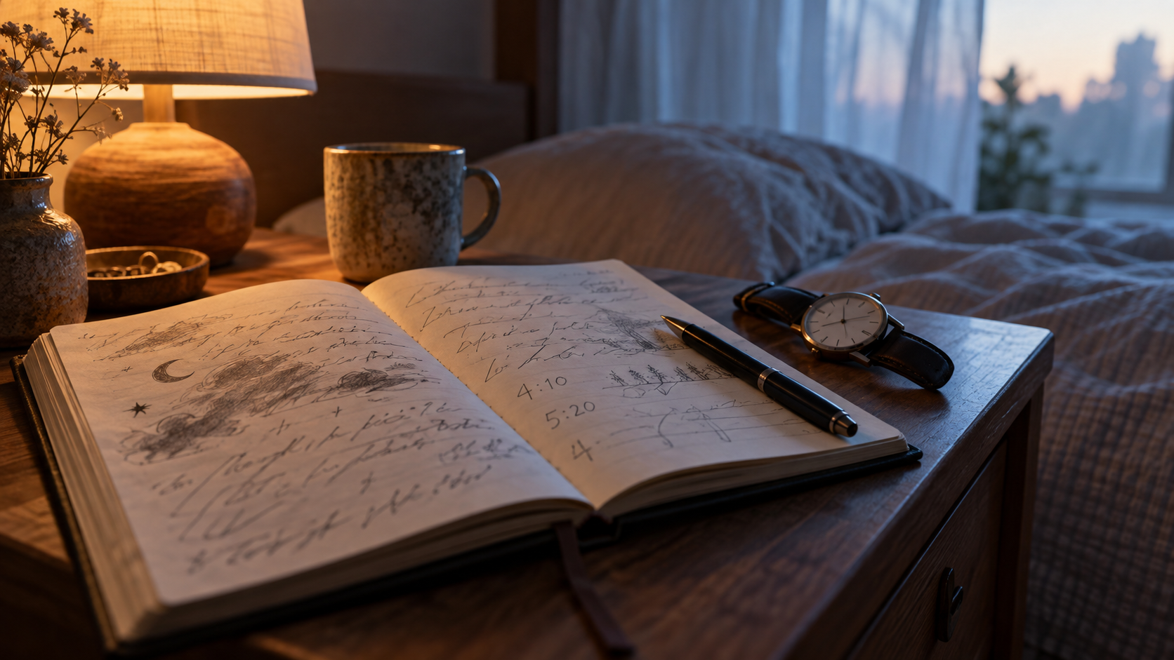 A handwritten dream journal at the edge of morning