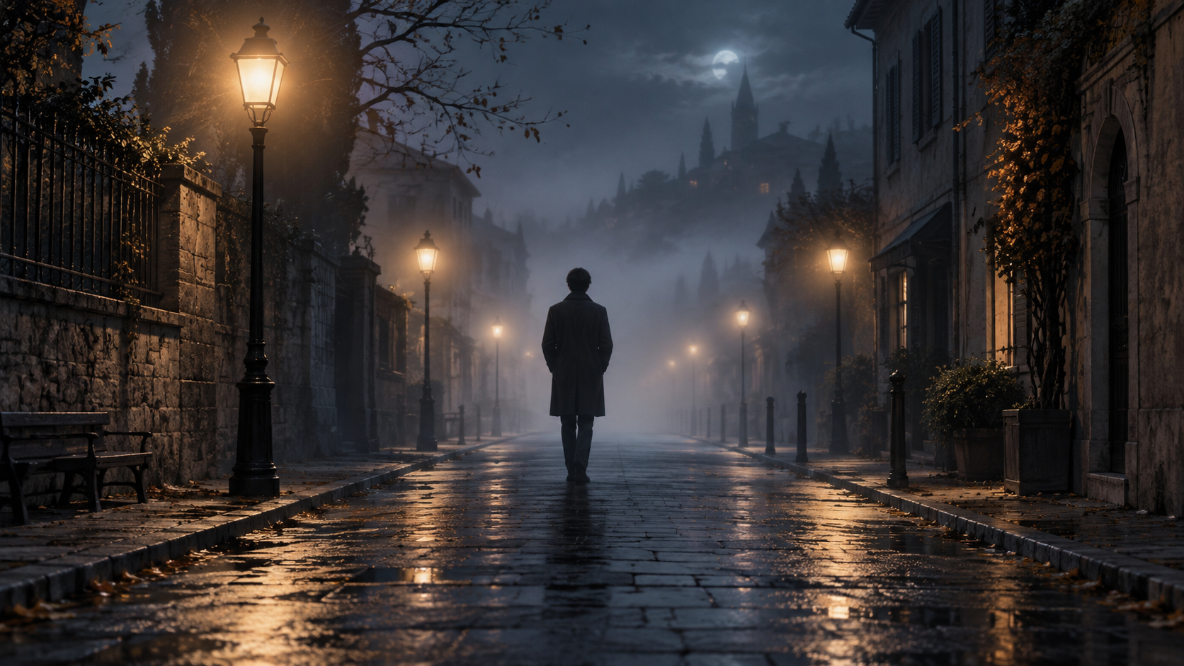 A solitary street inside a lucid dream
