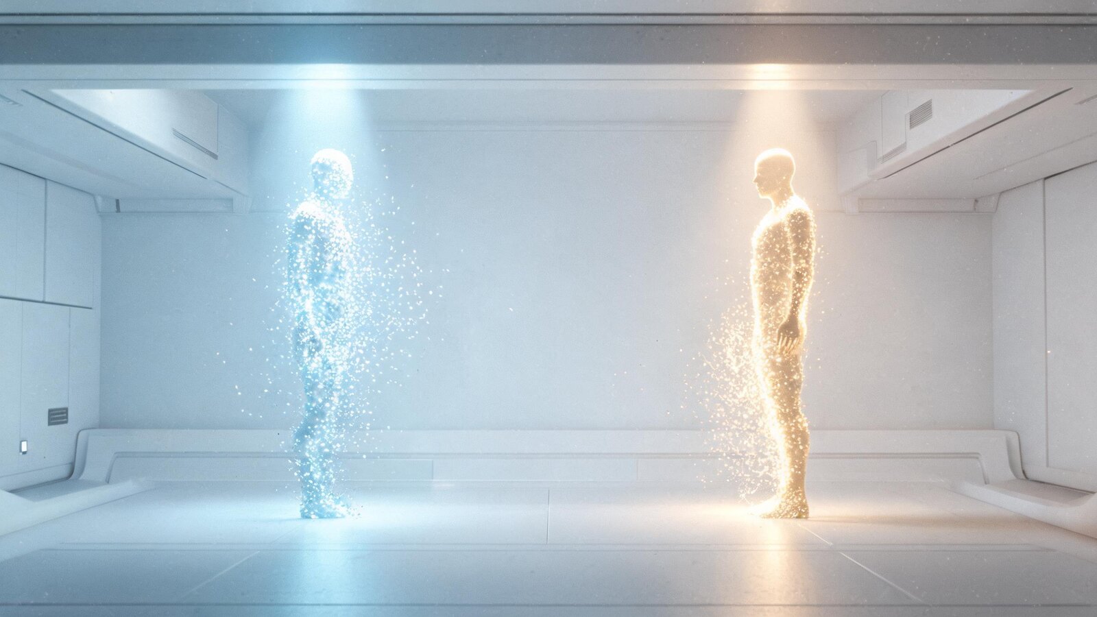 A machine that scans a person, destroys the original body and reconstructs it elsewhere